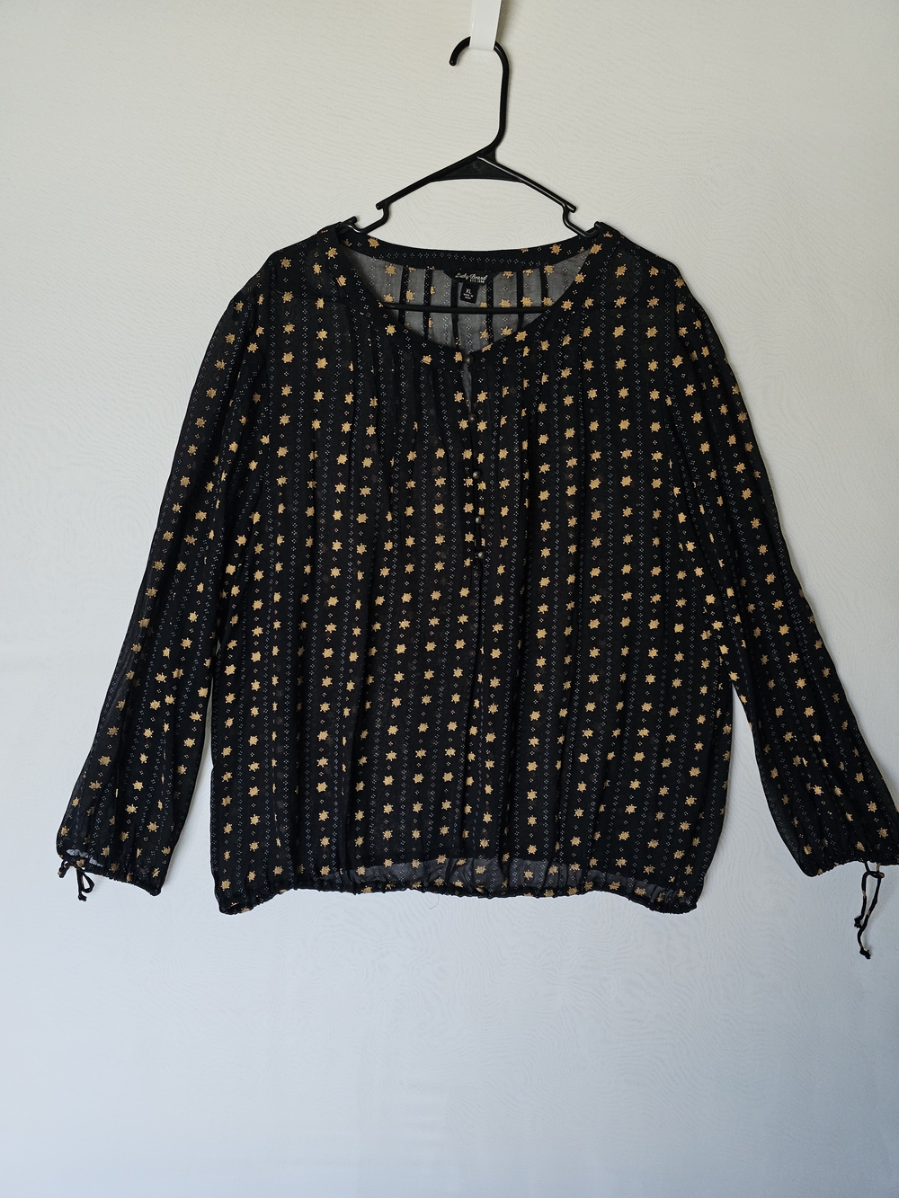 ​Lucky Brand Sheer Floral Boho Blouse Top Size XL